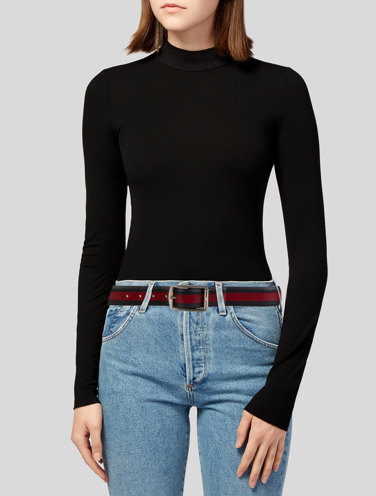 Gucci Sylvie Web Accent Leather Belt
